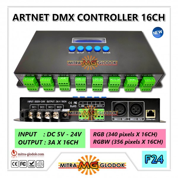 Artnet DMX LED Controller SPI 16 BC216 Channel Full Color | RGB & RGBW